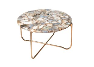 Table de salon en pierre d'agate et pieds métal doré