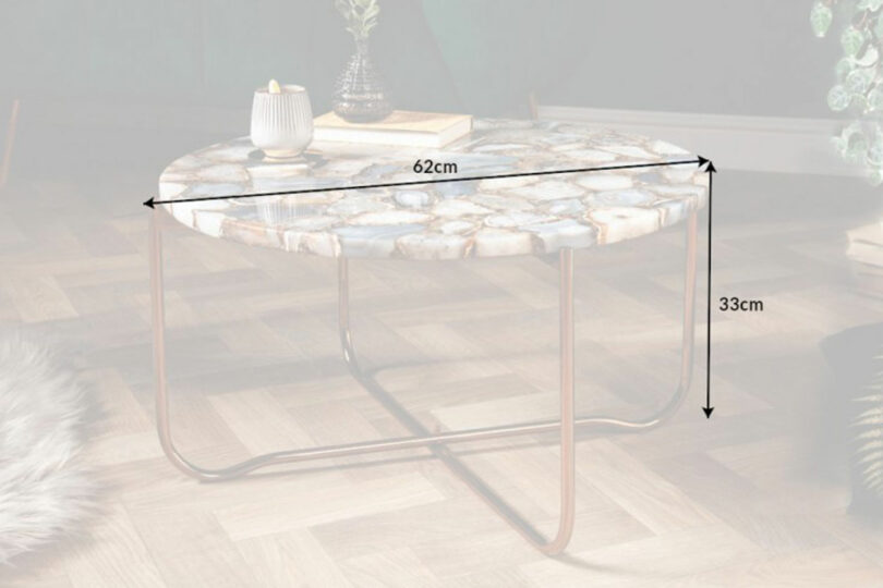 Dimensions table basse en pierre précieuses