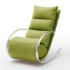 fauteuil relax a bascule en tissu vert avec repose pieds