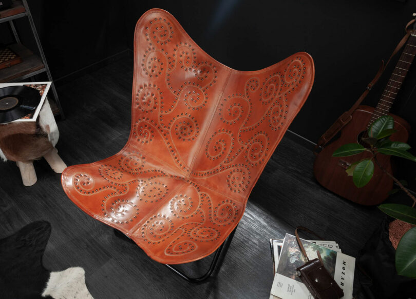 siège relax vintage cuir véritable marron