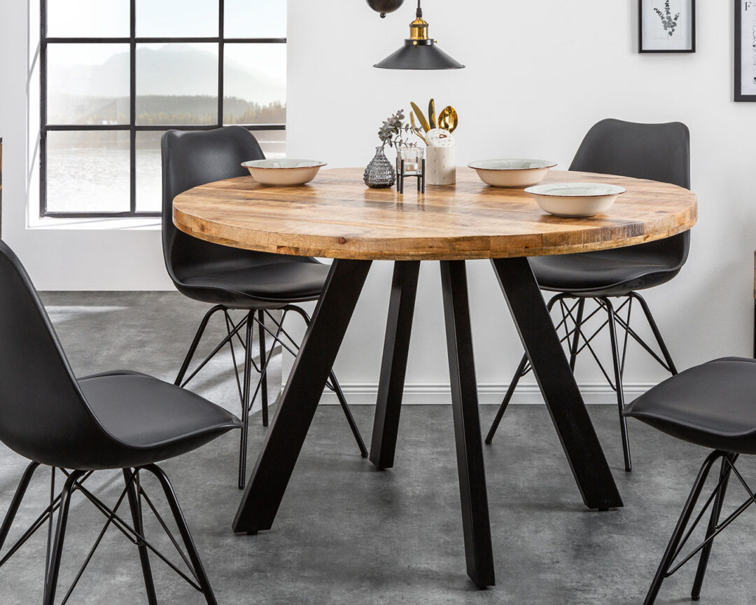 Table de repas ronde en bois massif 140 cm