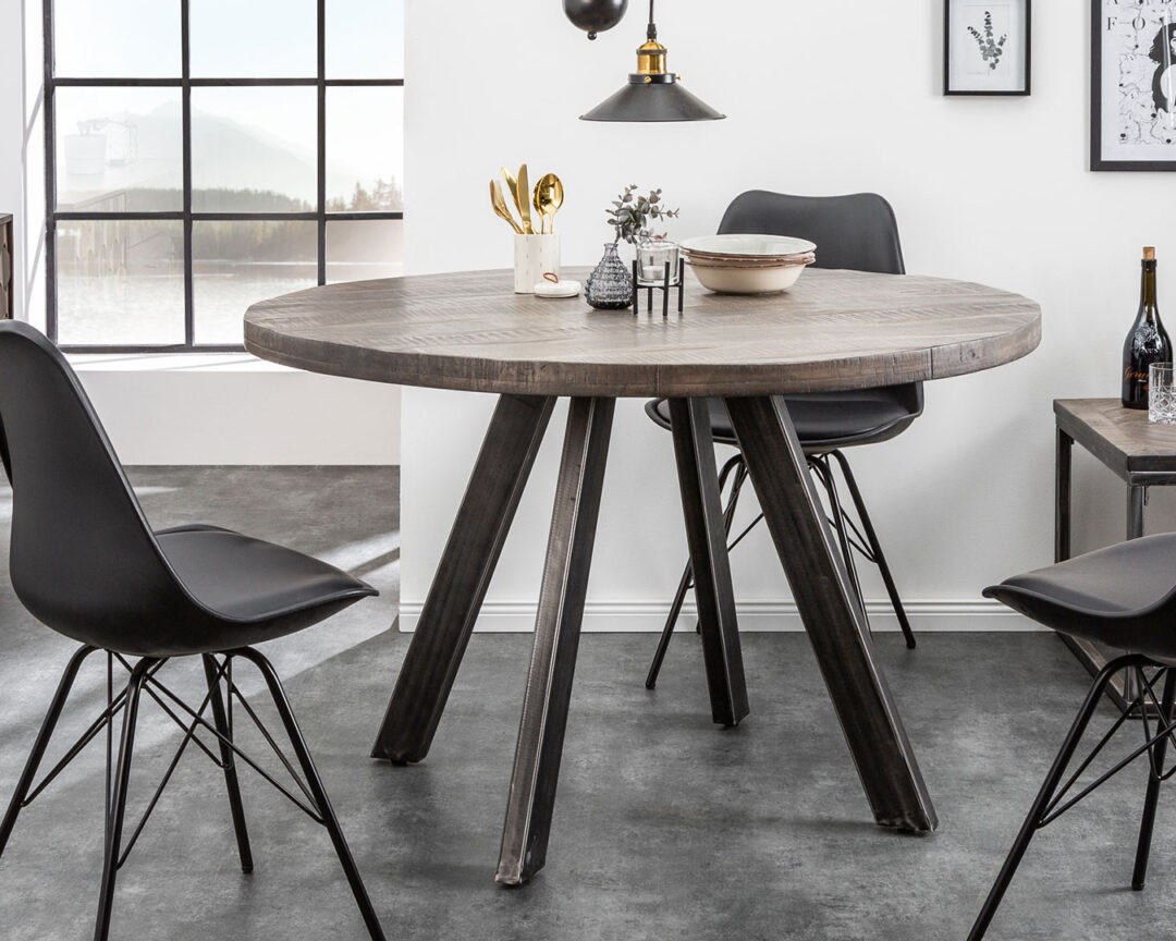 Table de repas ronde design couleur chêne sauvage