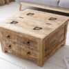 Table de salon carrée bois massif / Pieds acier
