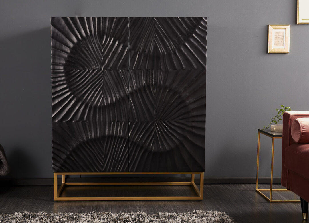 buffet haut bois massif teinté noir