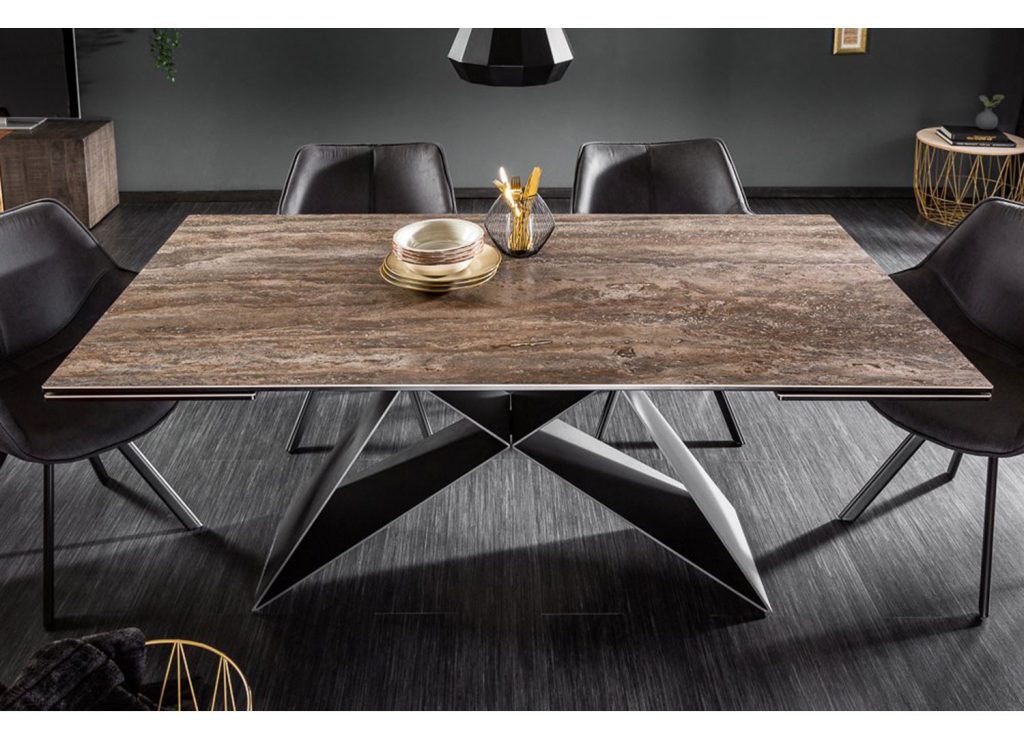 Table repas céramique extensible / Pied noir