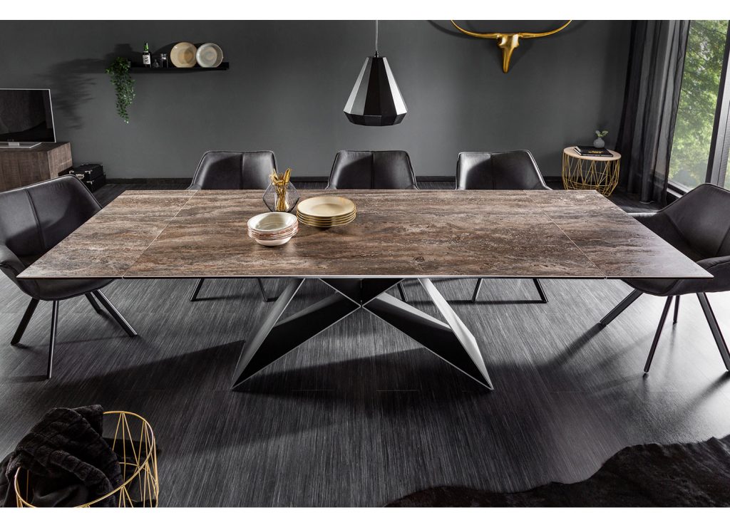 Table repas céramique extensible / Pied noir