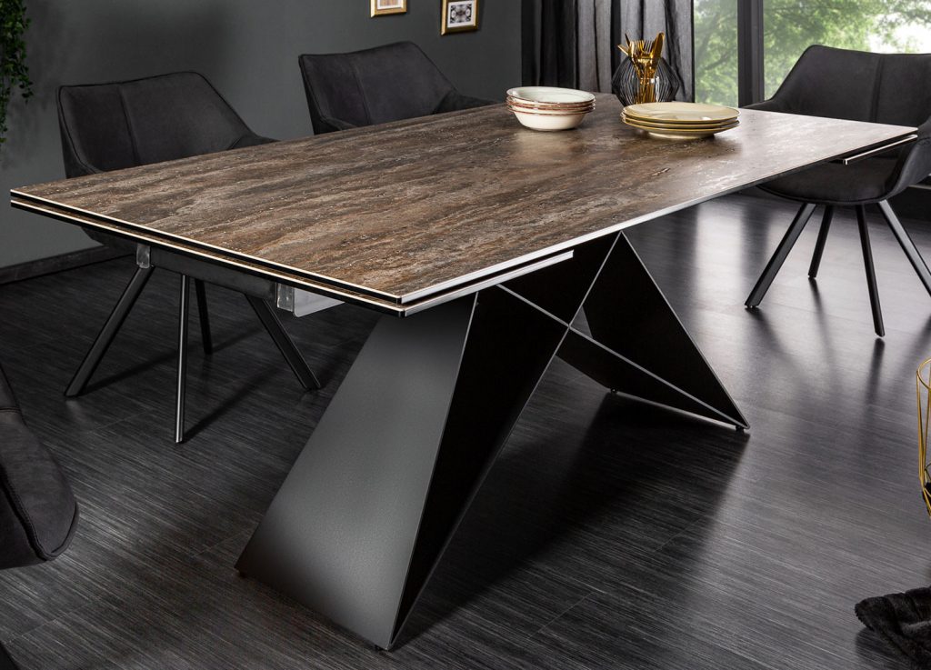 Table repas céramique extensible / Pied noir