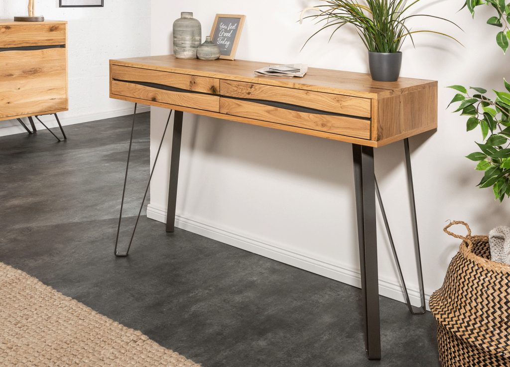 Console bois massif / Métal anthracite noir