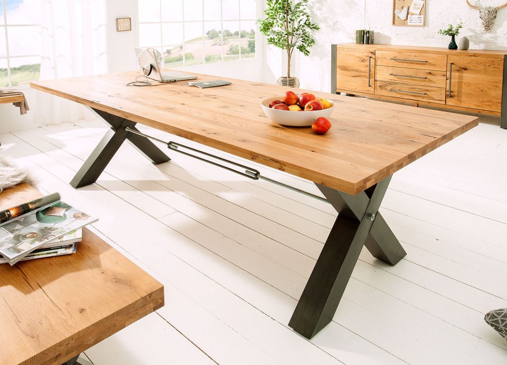Table à manger industrielle bois massif