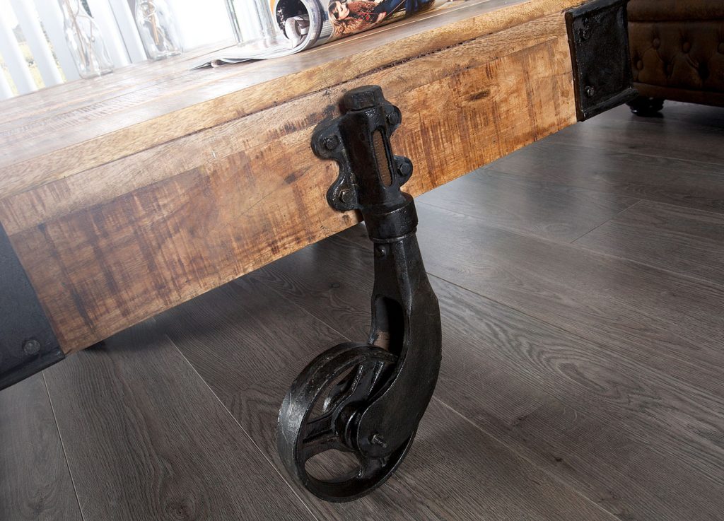 Table basse originale bois et métal