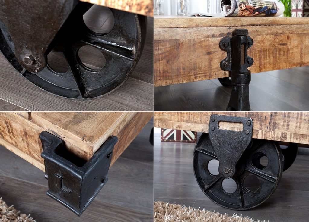 Table basse originale bois et métal