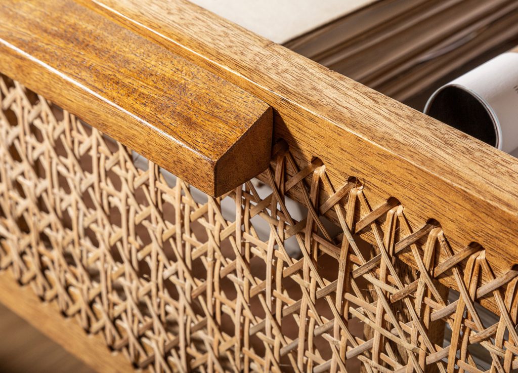 Meuble buffet haut bambou tressé exotique