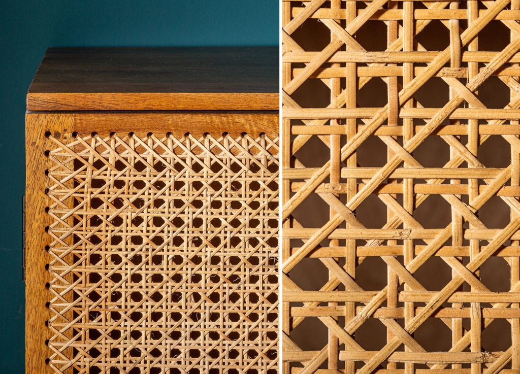 Meuble buffet haut bambou tressé exotique