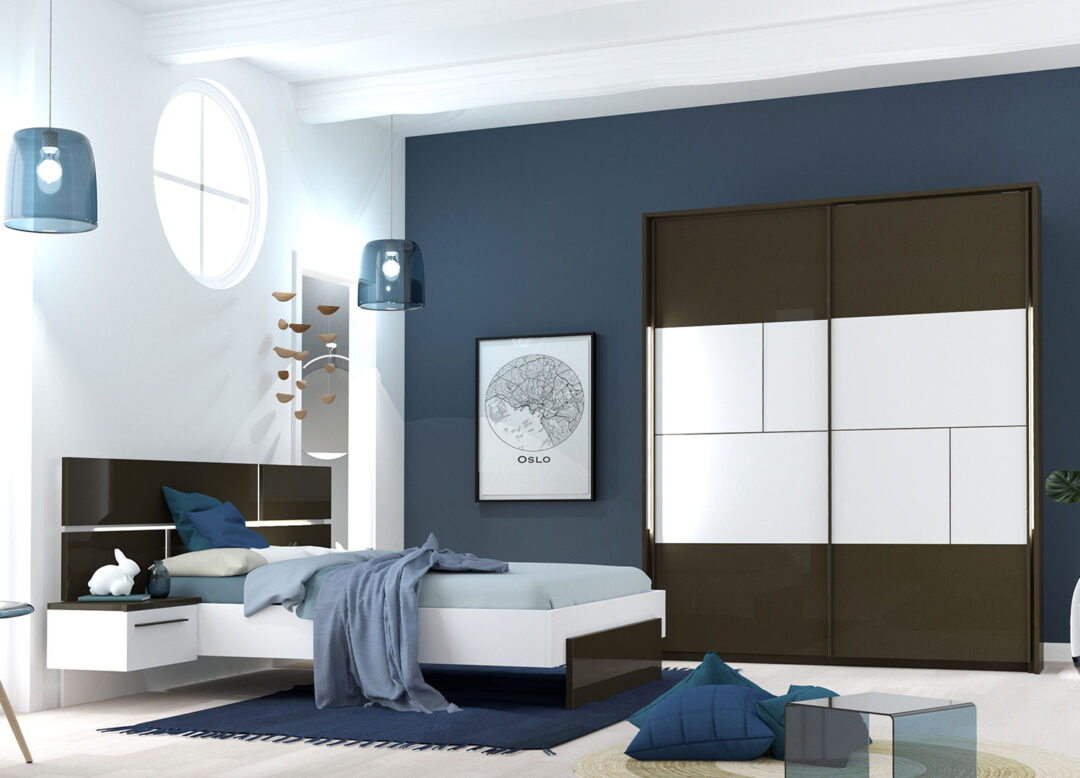 chambre complète pour adulte moderne avec éclairage
