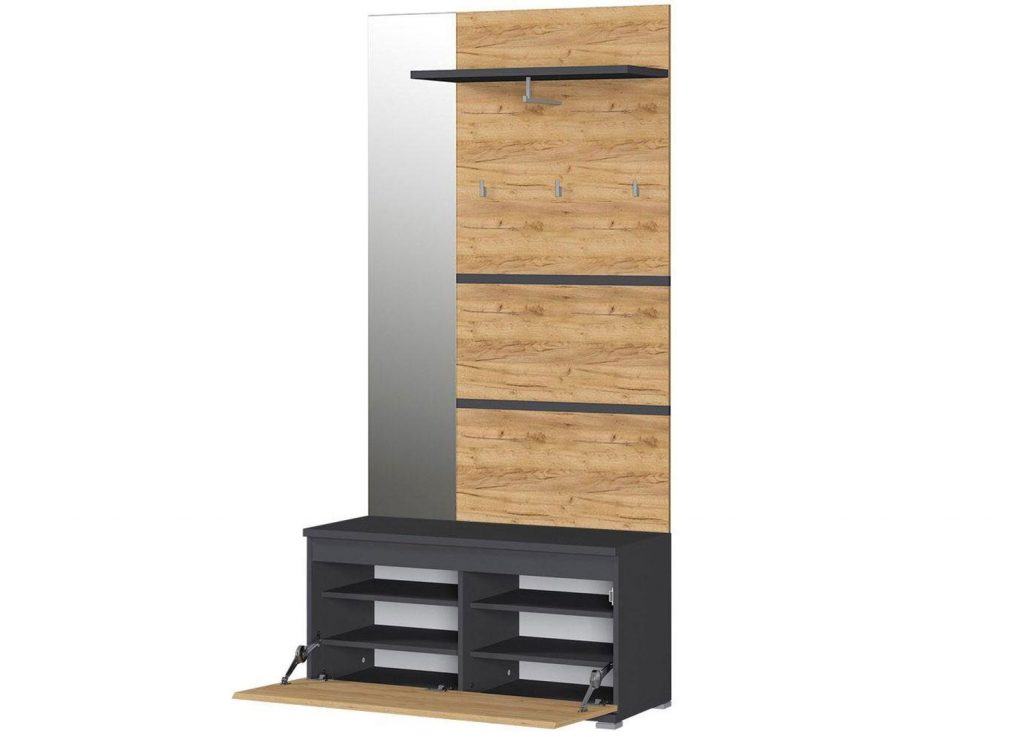 Ensemble meubles d'entrée condensés bois et gris