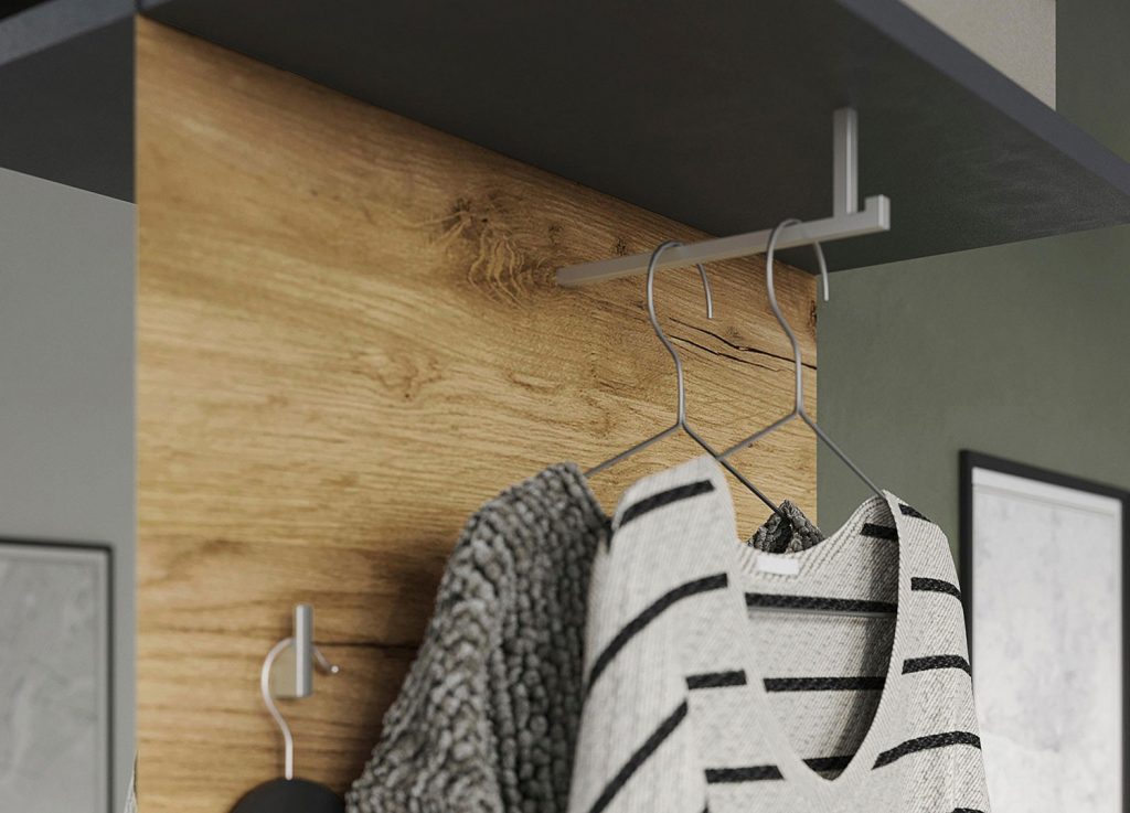 Ensemble meubles d'entrée condensés bois et gris