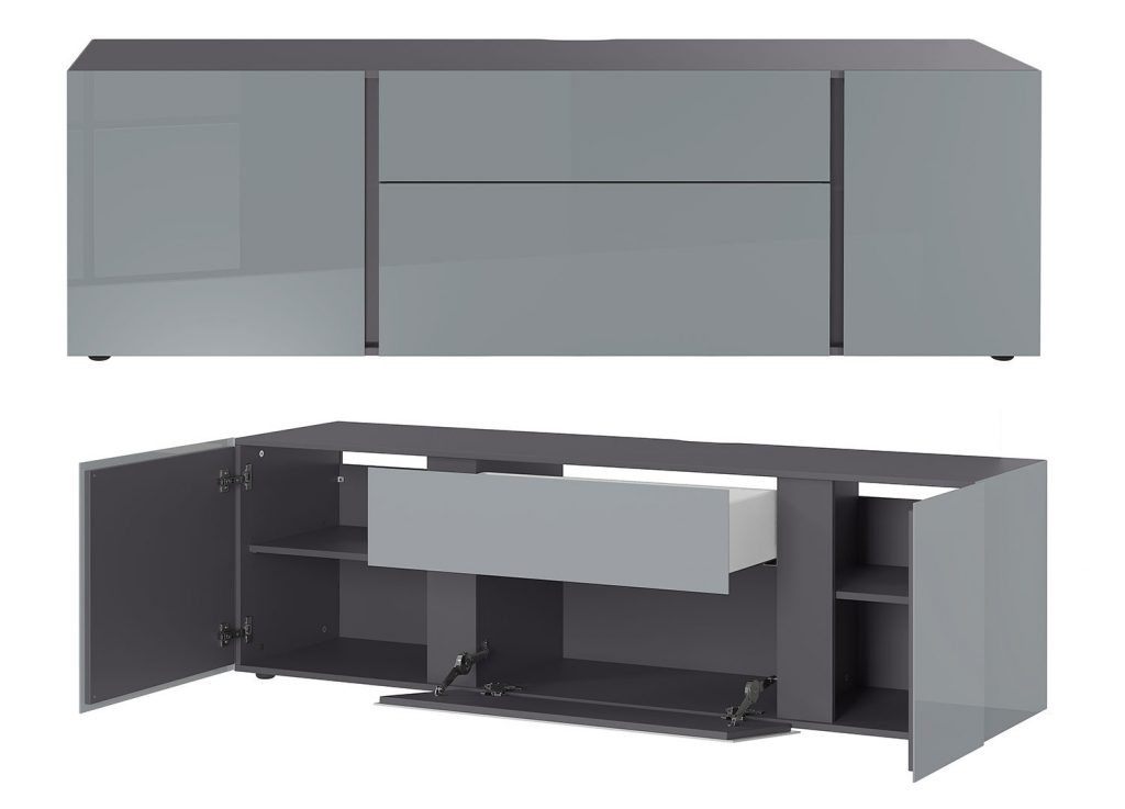 Composition meubles de salon / Gris graphite et verre gris