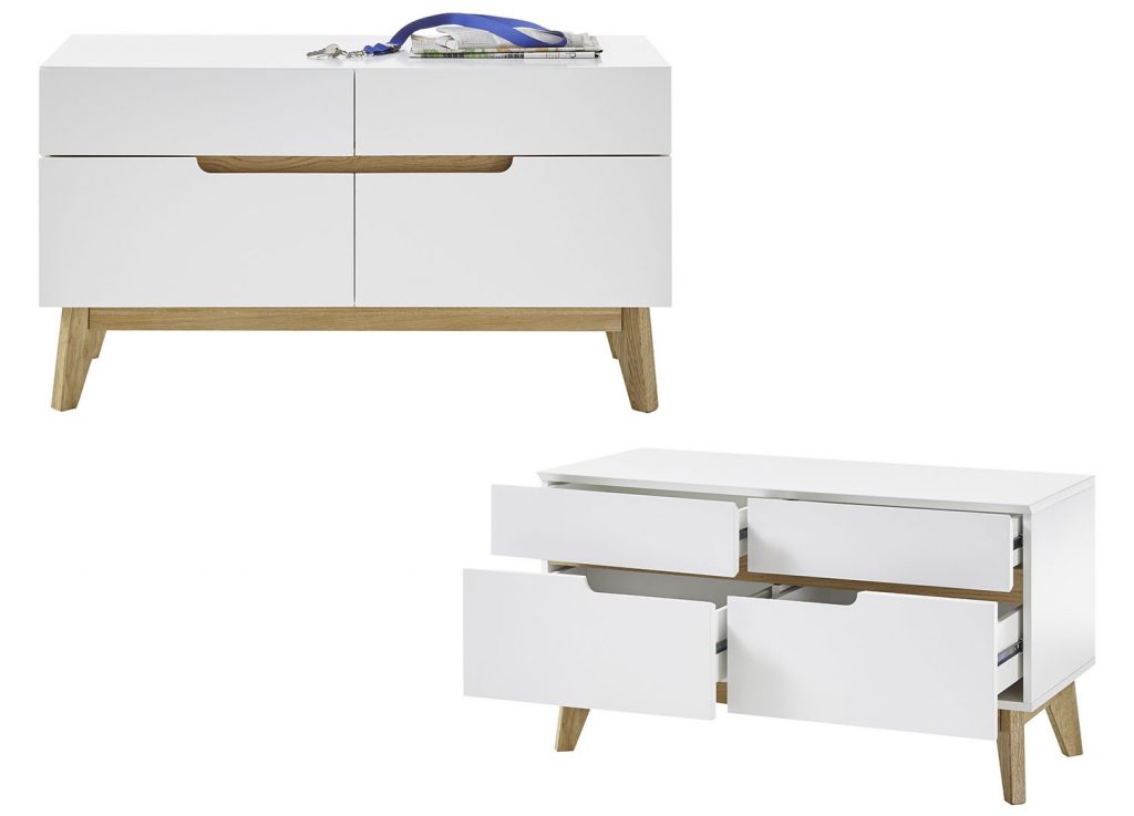 Meuble vestiaire condensé blanc et chêne