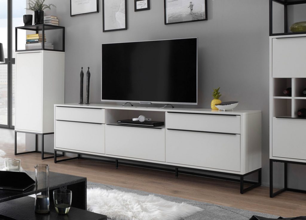 Meuble télévision design / Blanc laqué mat