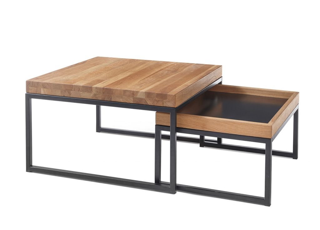Tables basses carrées encastrables / Bois et métal