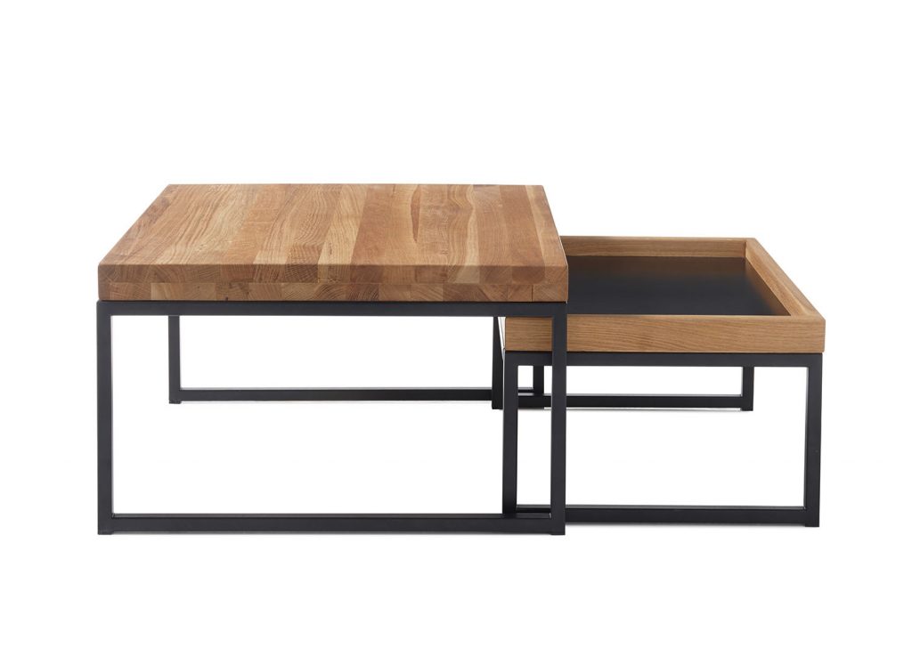 Tables basses carrées encastrables / Bois et métal