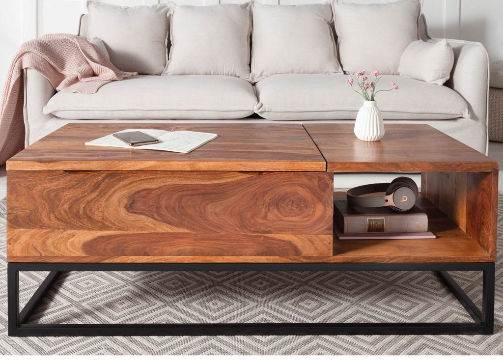 Table basse rectangulaire plateau relevable