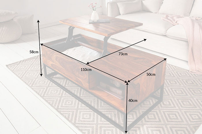 Table basse rectangulaire plateau relevable