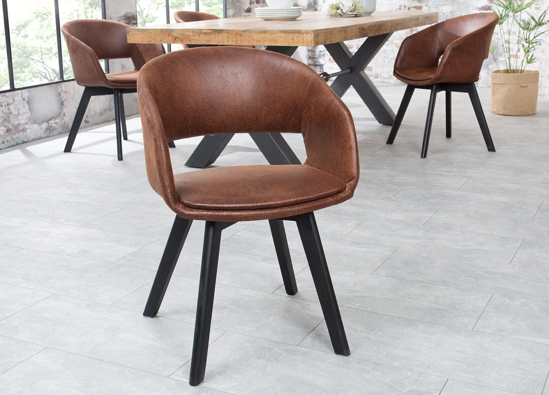 Chaise en microfibre marron