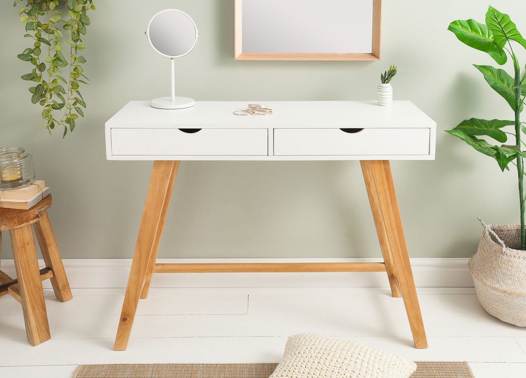 Console bois massif / Blanc laqué mat