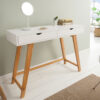 Console bois massif / Blanc laqué mat