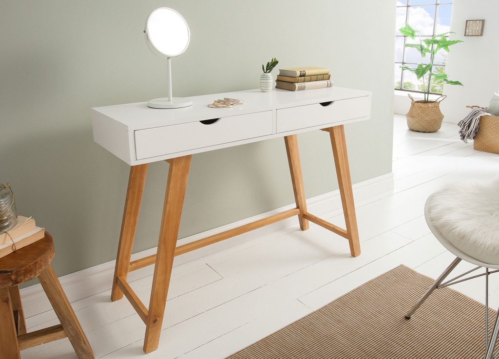 Console bois massif / Blanc laqué mat