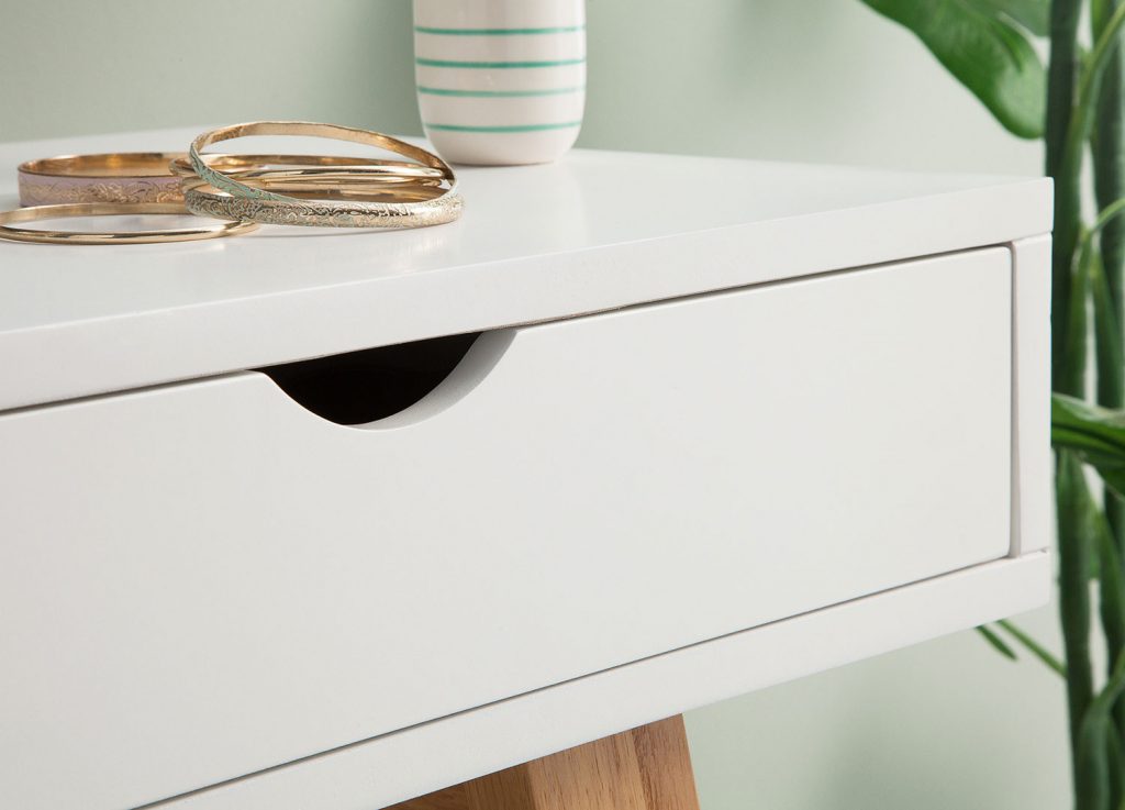 Console bois massif / Blanc laqué mat