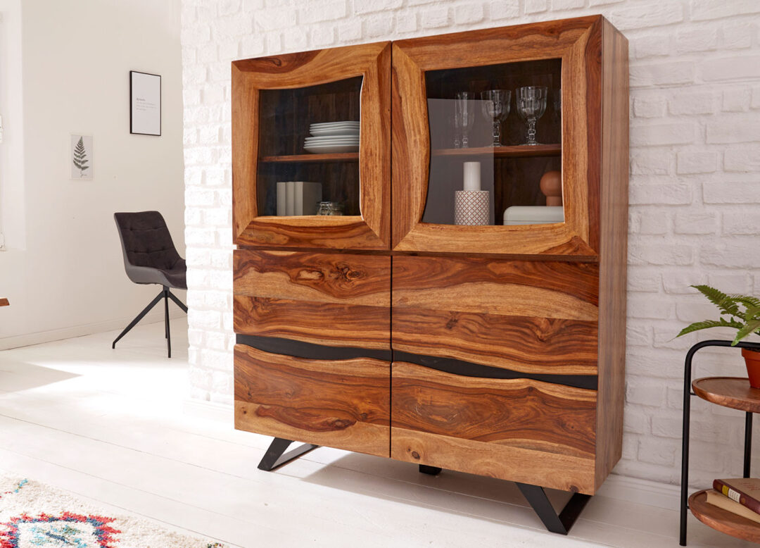 Meuble buffet haut en bois massif de sesham