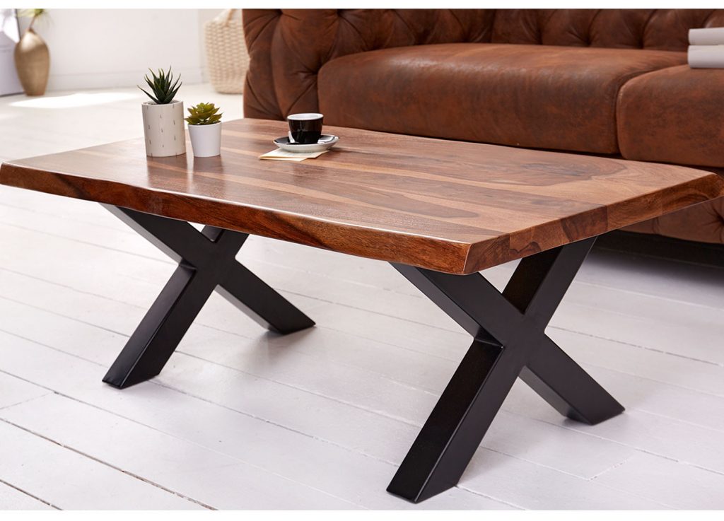 Table basse rectangulaire bois massif industrielle