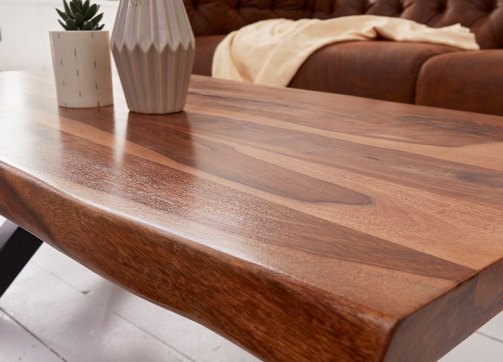 Table basse rectangulaire bois massif industrielle