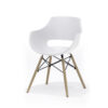 Chaise coque blanche pied en bois - Blanc