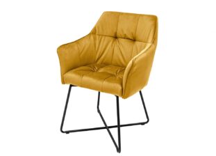 Chaise en velours jaune