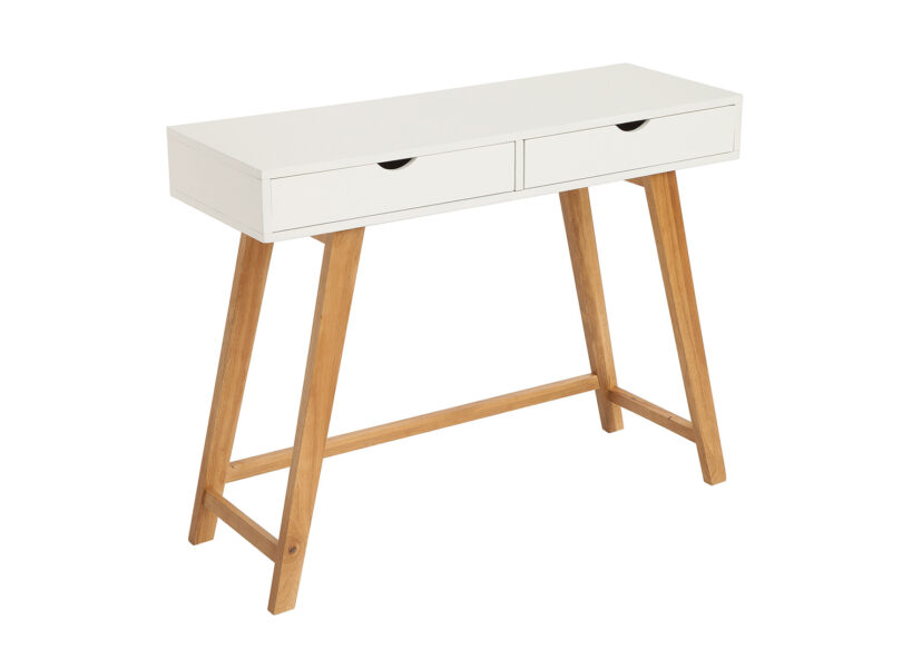 Console scandinave blanche et pieds en bois massif