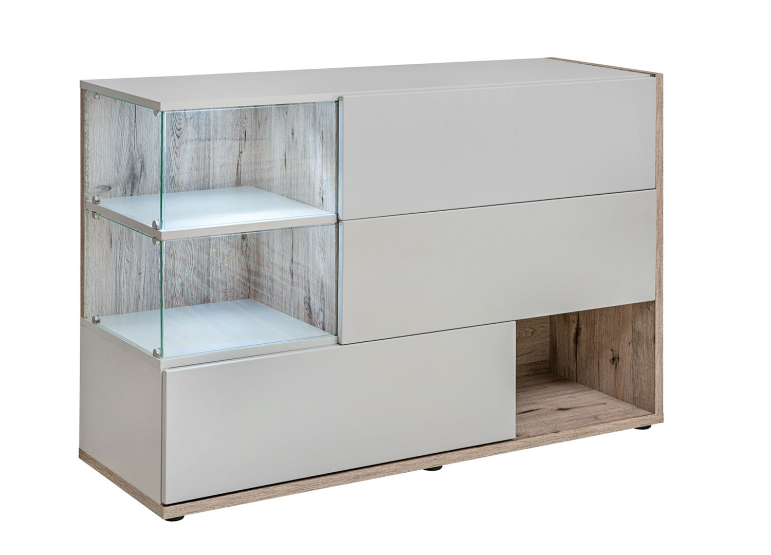 Meuble TV / Buffet bas salon Moderne - 120 cm - Blanc - éclairage