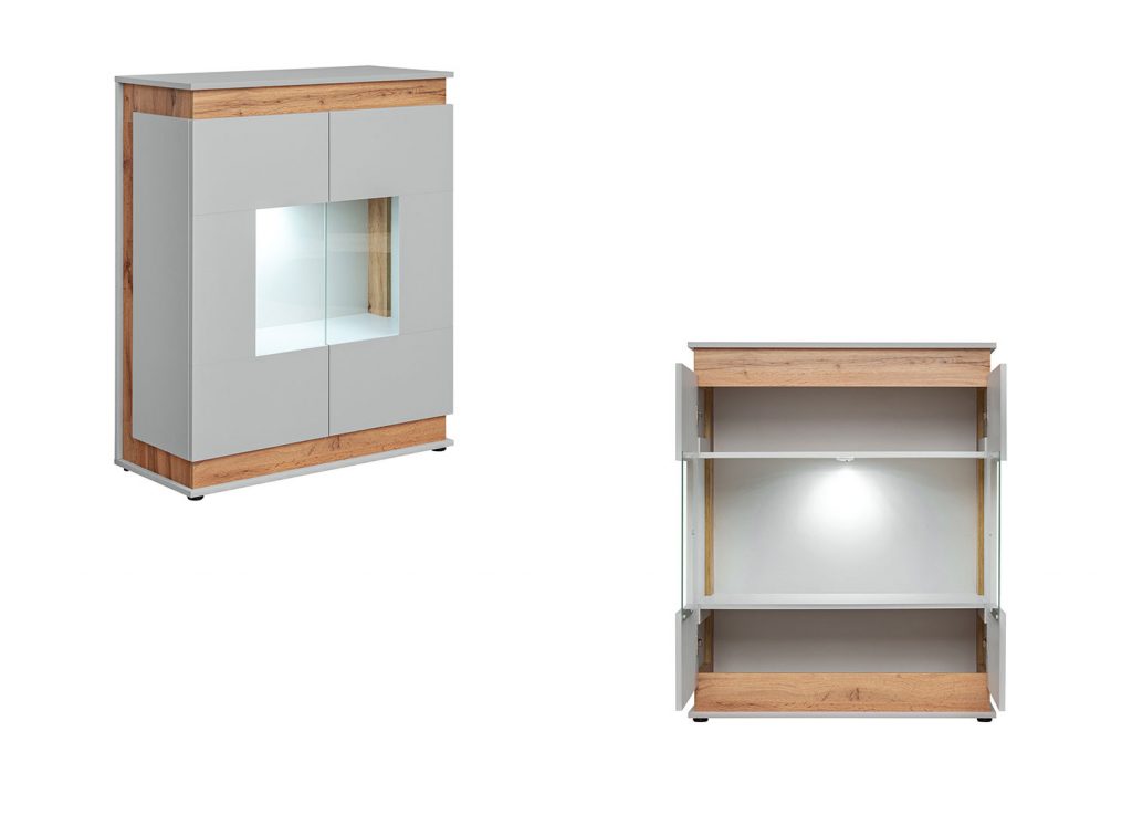 Ensemble meuble télé gris perle et chêne Oak