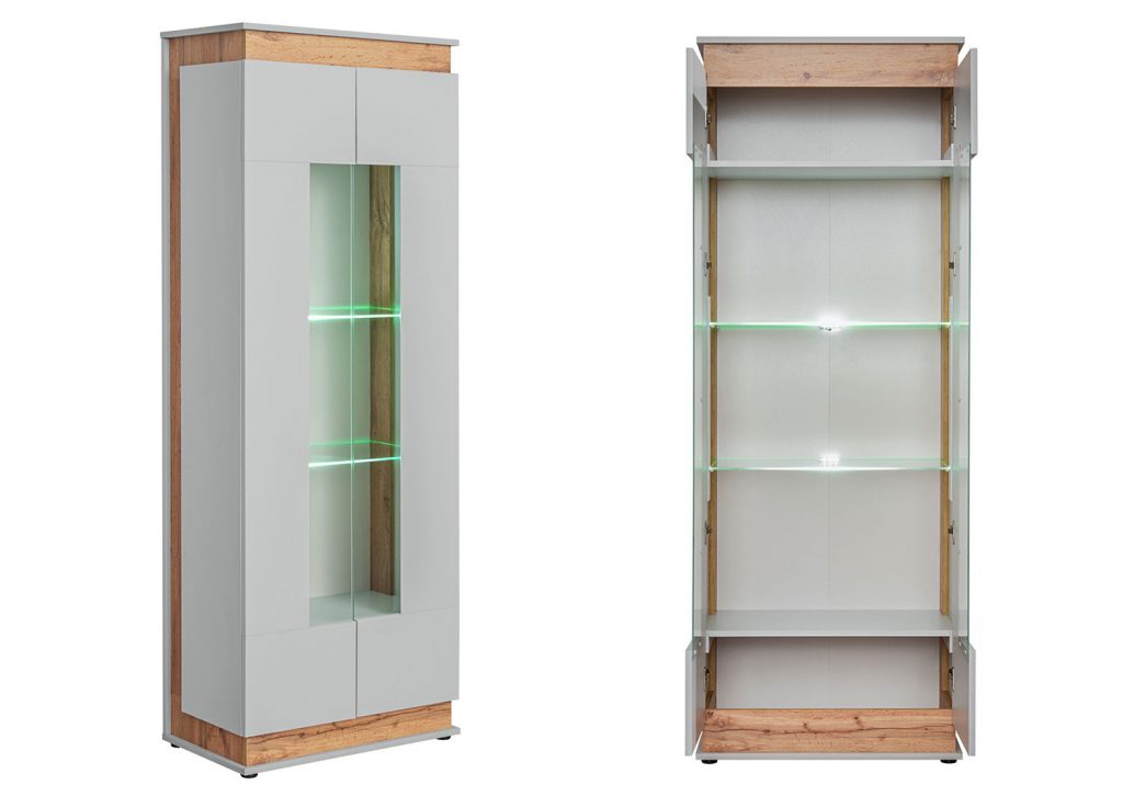 Ensemble meuble télé gris perle et chêne Oak