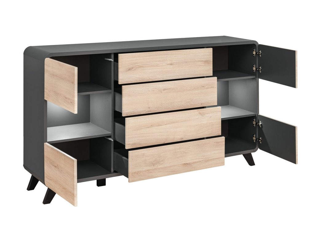 Meuble buffet scandinave anthracite et bois