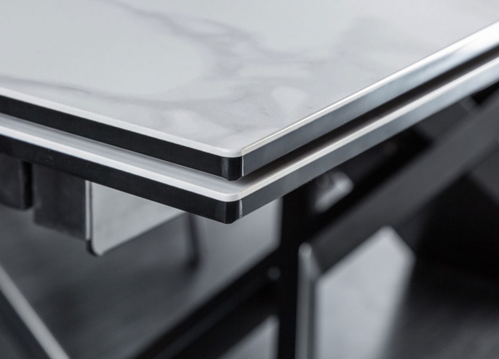 Table repas céramique extensible / Effet marbre blanc