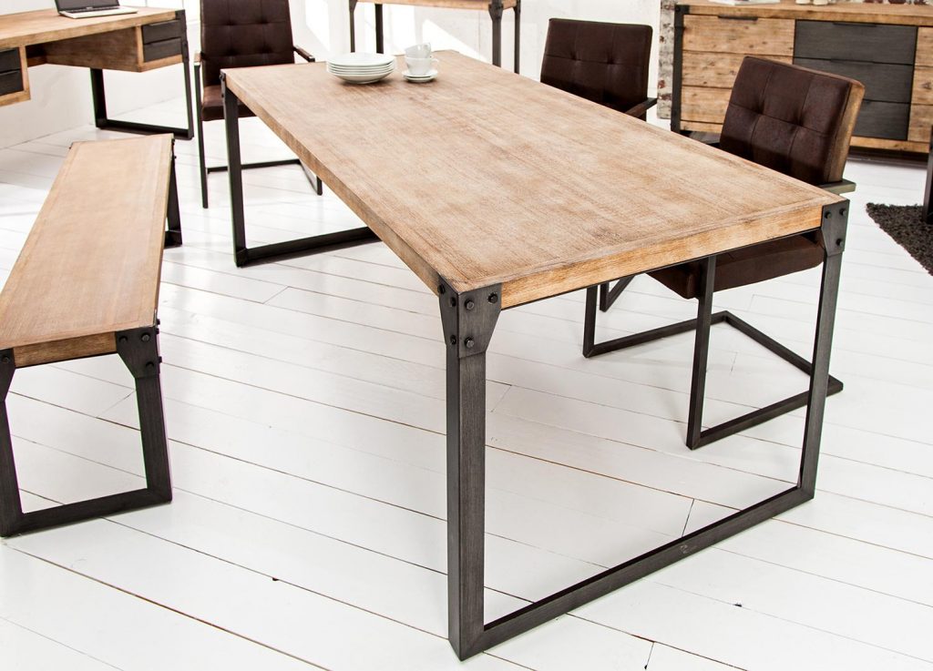 Table repas rectangulaire bois et métal