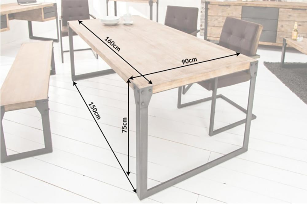 Table repas rectangulaire bois et métal