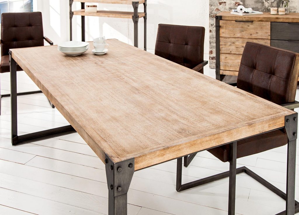Table à manger rectangulaire bois et métal