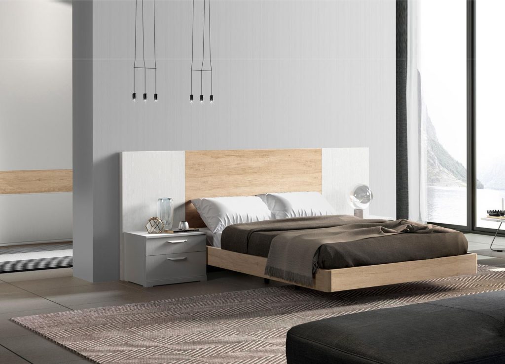 Lit double adulte contemporain avec chevets