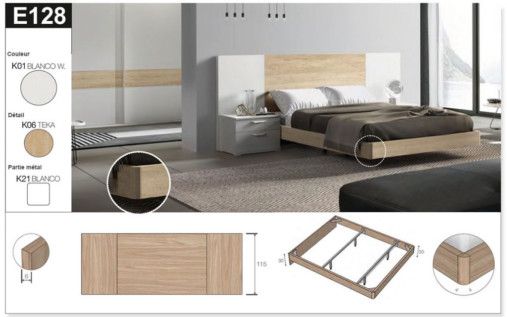 Lit double adulte contemporain avec chevets