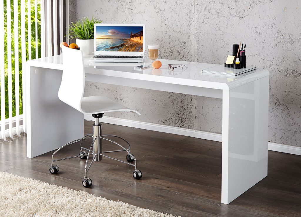Bureau sobre blanc laqué brillant