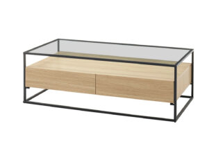 Table basse rectangulaire bois et verre
